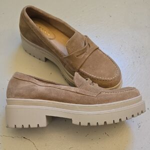 Portland Leather Co. Patina Tan Suede Chunky Loafers Tan Fawn Size 8.5